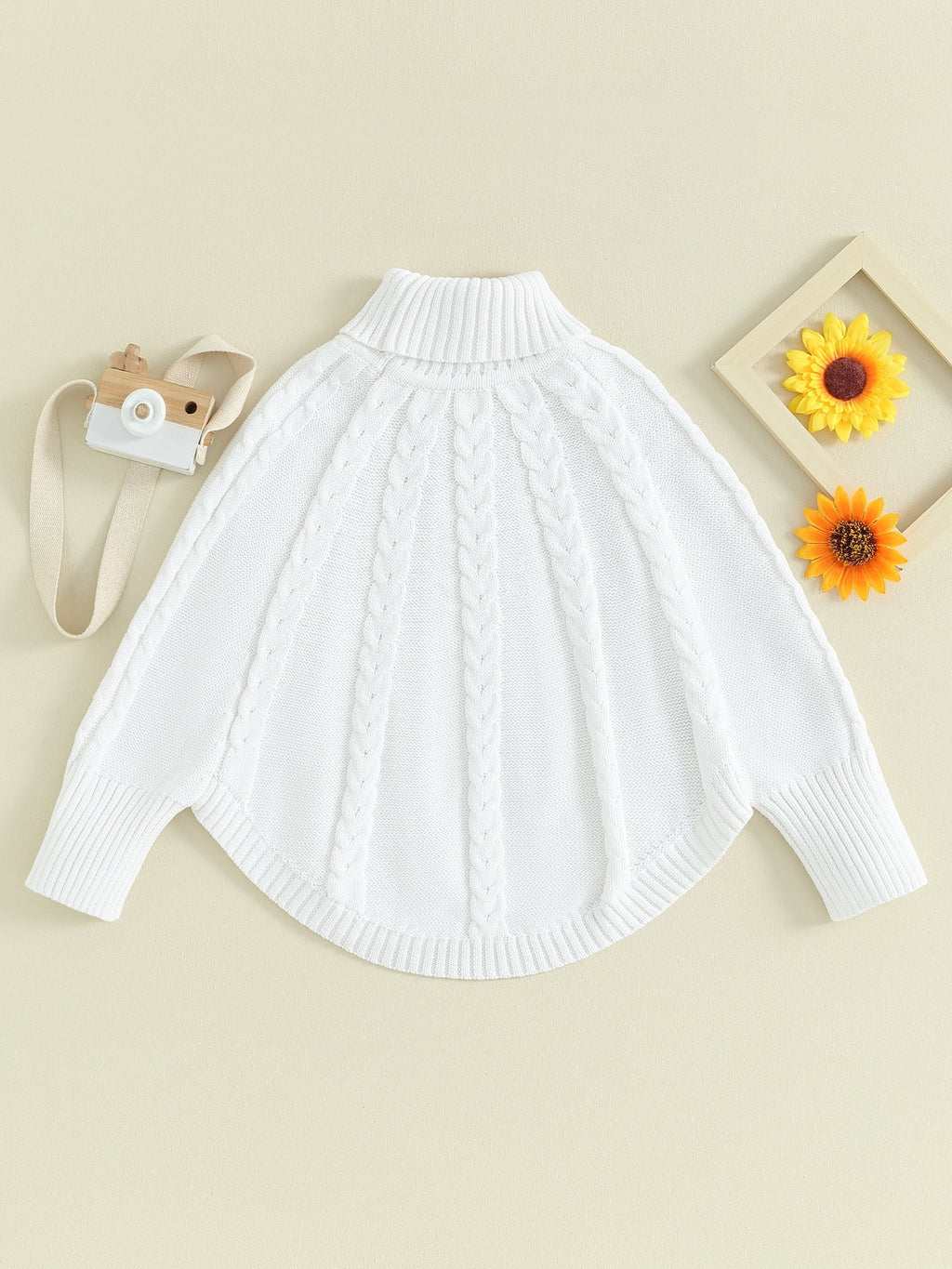 Bslissey Little Girls Solid Color Sweater Poncho Long Sleeve Turtleneck Knitted Pullovers Cape Toddler Kids Casual Warm Knitwear Tops 12M 18M 24M 3T 4T 5T 6T