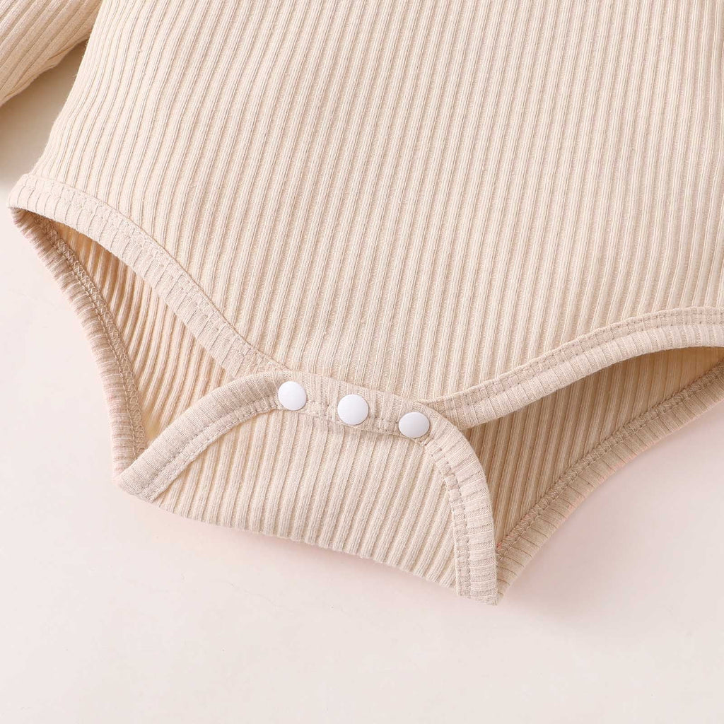 BLVB Baby Girl Fall Outfits Long Sleeve Ruffled Ribbed Knit Romper Heart Print Pants Infant Winter Clothes 3-18 Months