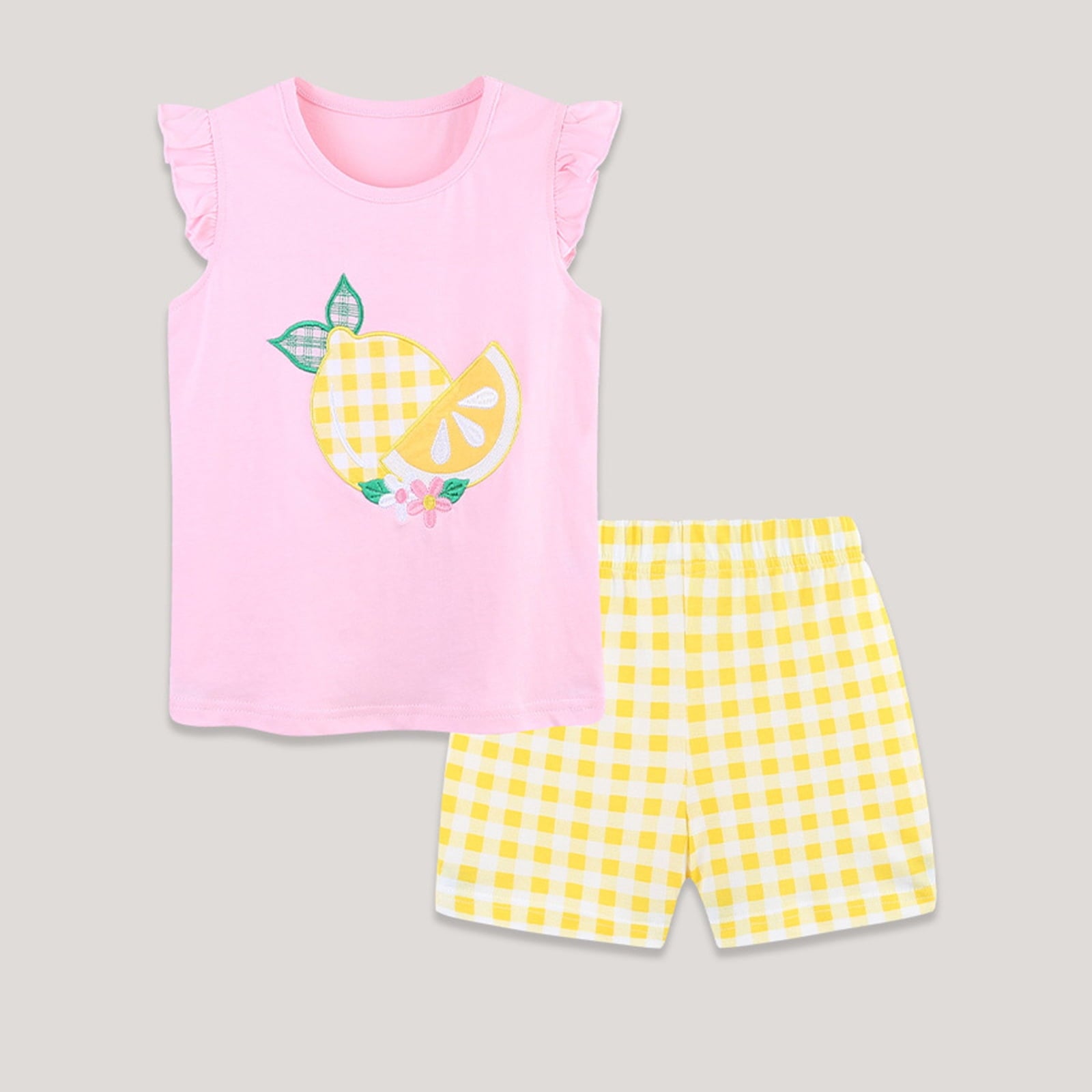 Caqnni 2Pcs Summer Outfits Set for Toddler Girls - Flower Short Sleeve T-Shirt & Pants for Gift Summer Outfits Girls' Clothing Set 2Pcs Summer Playwear Beach Outfits 4-5 Years,Black