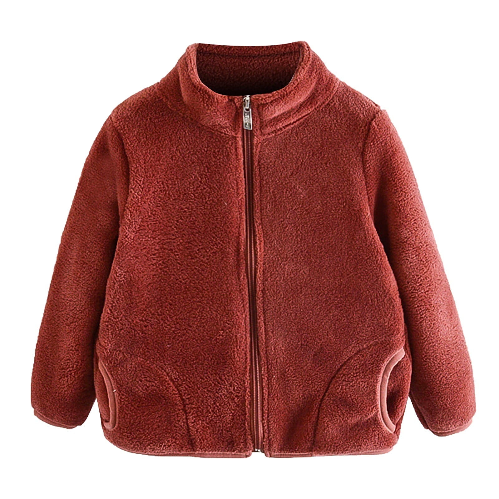 BXINGOHAI Girls Boys Fleece Winter Sweater Jacket Toddler Kids Baby Boys Girls Fashion Cute Solid Color Windproof Zipper Jacket Keep Warm Coat Wine,6-12Months