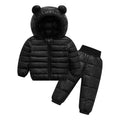 Baby Boys Girls Winter Coat Toddler Zipper Hooded Jacket Windproof Warm Fleece Outerwear Snowsuit with Two Pockets Black 4-5Years