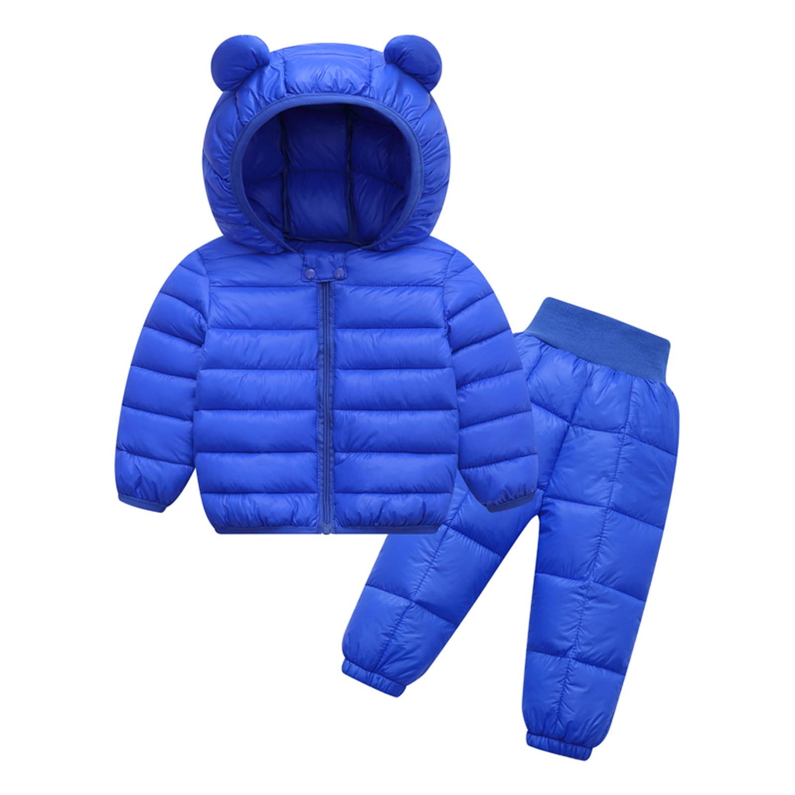 Baby Boys Girls Winter Coat Toddler Zipper Hooded Jacket Windproof Warm Fleece Outerwear Snowsuit with Two Pockets Black 4-5Years