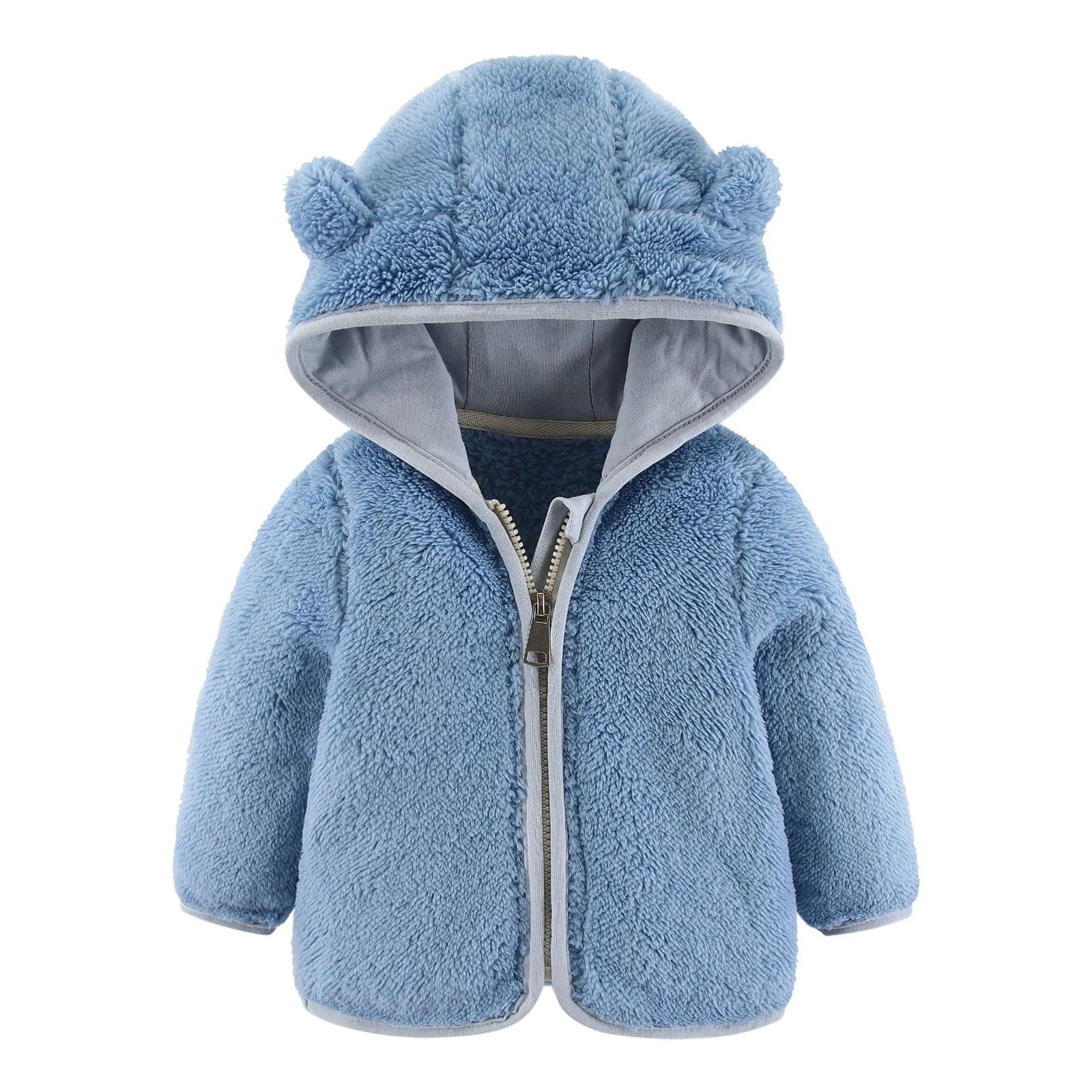 Jackets For Boy Baby Bear Ears Hooded Outerwear Zipper Warm Winter Coat (6 Months-12 Months)