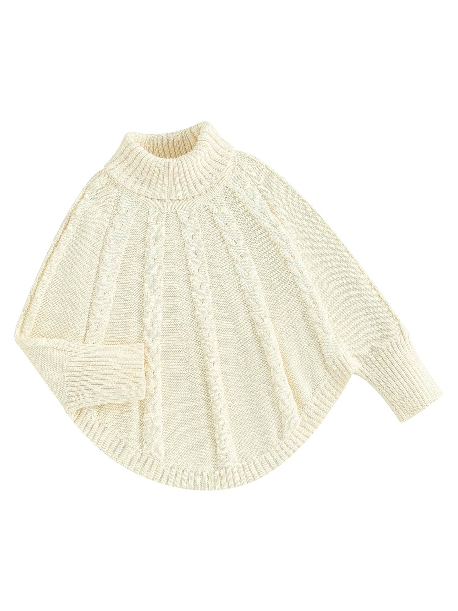 Bslissey Little Girls Solid Color Sweater Poncho Long Sleeve Turtleneck Knitted Pullovers Cape Toddler Kids Casual Warm Knitwear Tops 12M 18M 24M 3T 4T 5T 6T