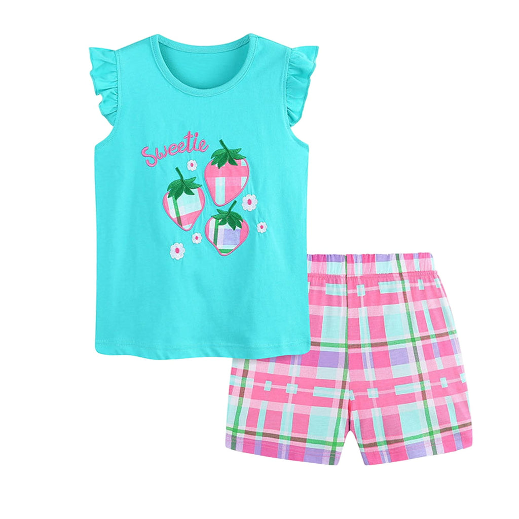 Caqnni 2Pcs Summer Outfits Set for Toddler Girls - Flower Short Sleeve T-Shirt & Pants for Gift Summer Outfits Girls' Clothing Set 2Pcs Summer Playwear Beach Outfits 4-5 Years,Black