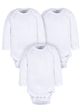 Gerber Gender Neutral Casual White Long Sleeve Cotton Bodysuit, 3-Pack, Sizes Preemie - 24 Months
