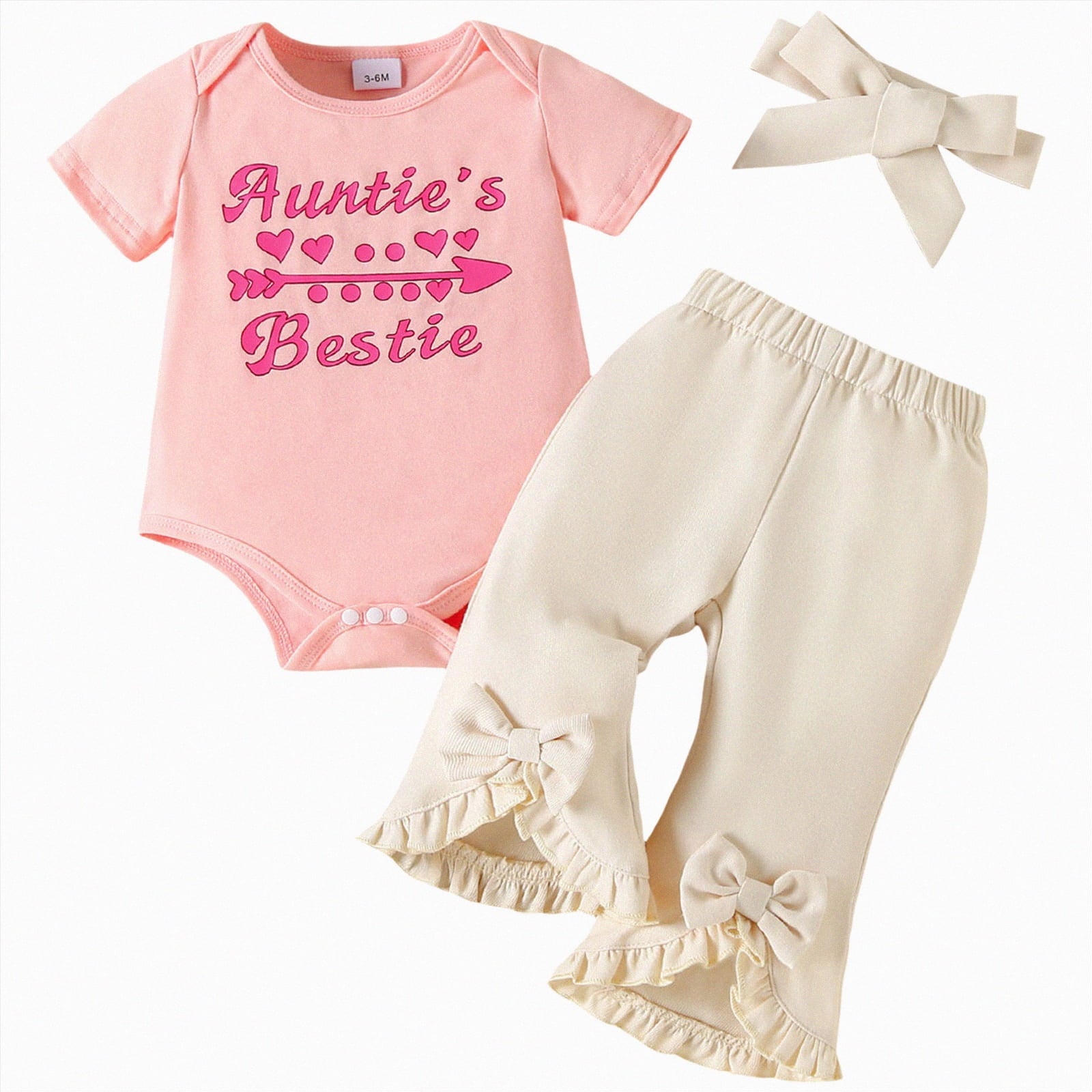 Gvdentm Preemie Newborn Clothes 3Months Infant Romper Fall Winter Outfits Gifts for Girls Cute Bell Bottoms Pant Sets(White,0-3 Months)