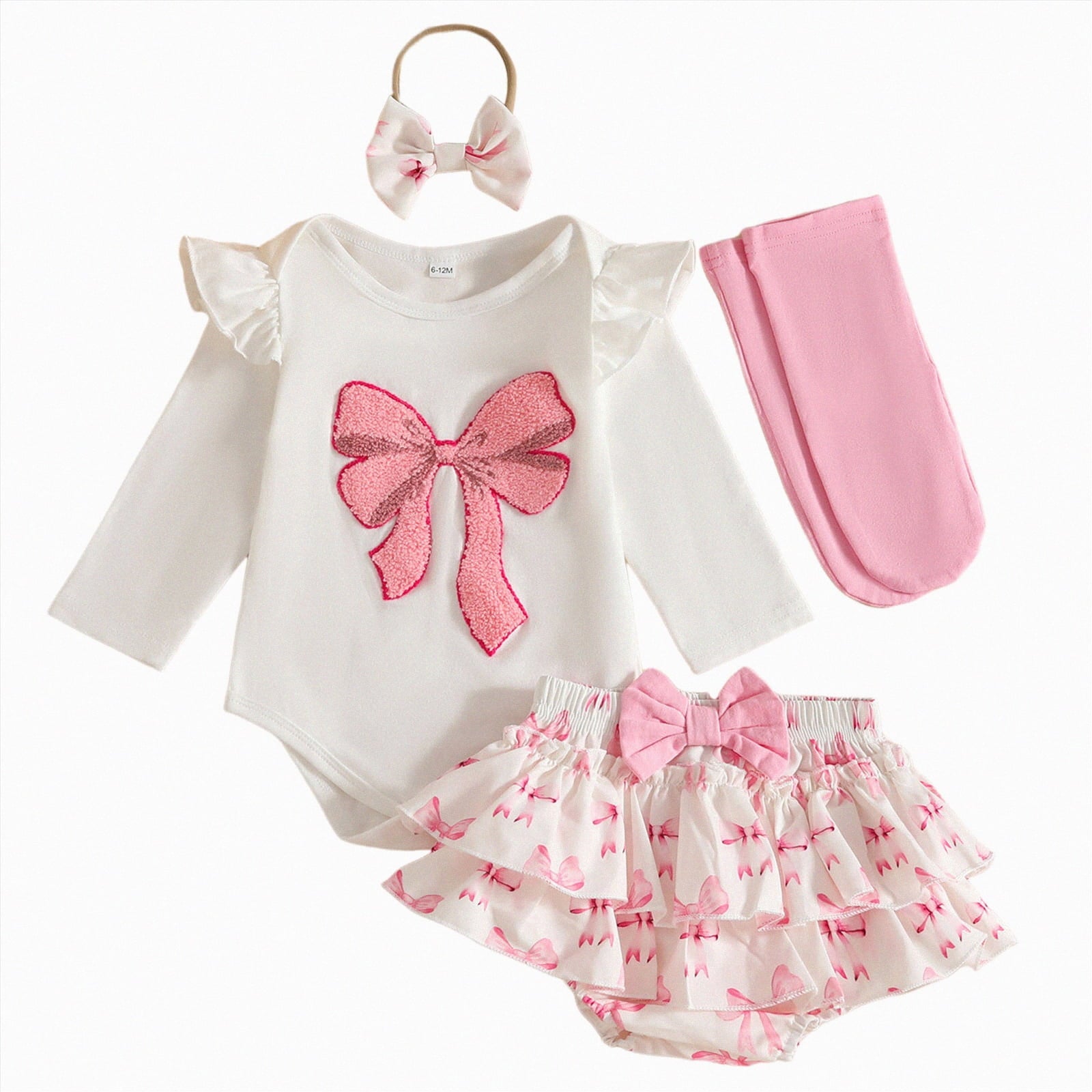 Gvdentm Preemie Newborn Clothes 3Months Infant Romper Fall Winter Outfits Gifts for Girls Cute Bell Bottoms Pant Sets(White,0-3 Months)