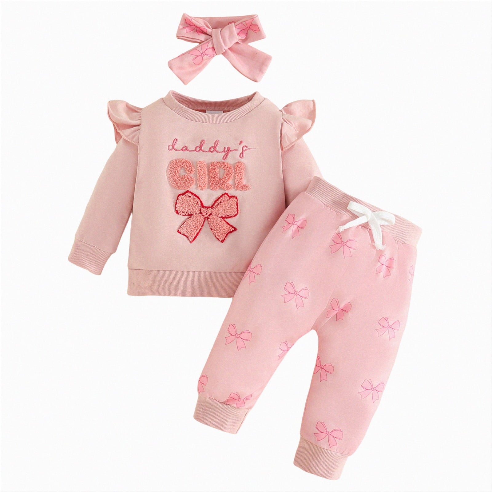 Gvdentm Preemie Newborn Clothes 3Months Infant Romper Fall Winter Outfits Gifts for Girls Cute Bell Bottoms Pant Sets(White,0-3 Months)