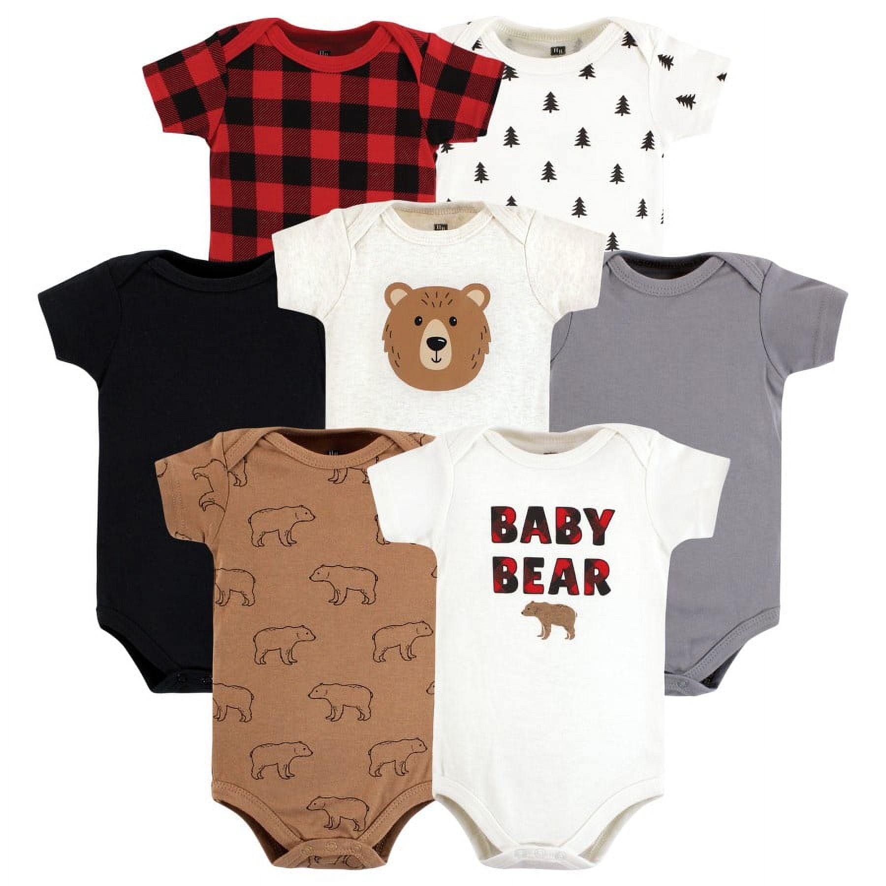 Hudson Baby Infant Boy Cotton Bodysuits 7pk, Safari, 12-18 Months