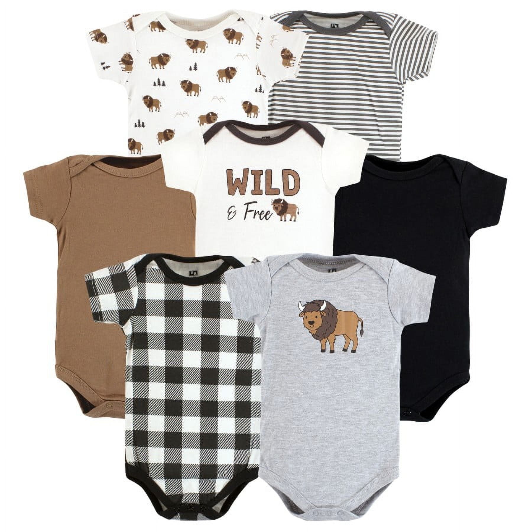 Hudson Baby Infant Boy Cotton Bodysuits 7pk, Safari, 12-18 Months