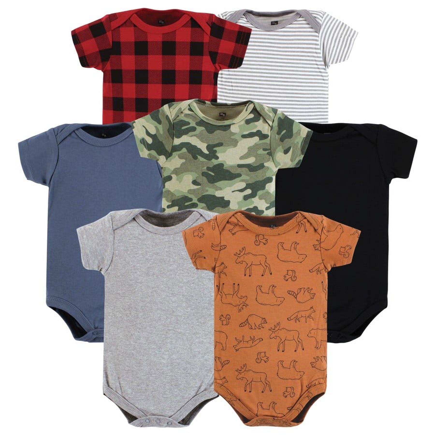 Hudson Baby Infant Boy Cotton Bodysuits 7pk, Safari, 12-18 Months
