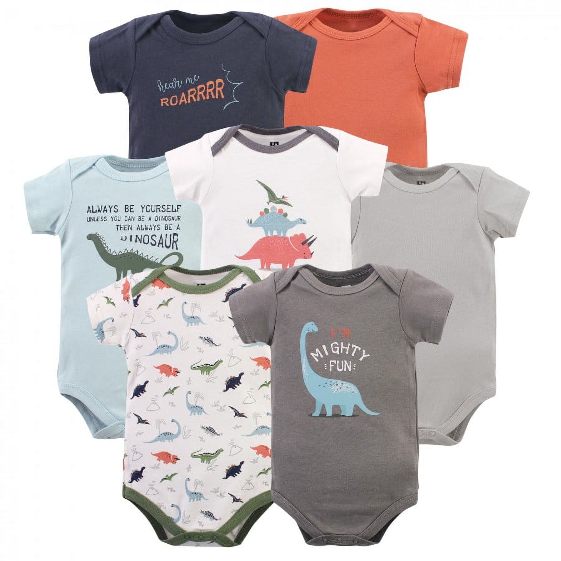 Hudson Baby Infant Boy Cotton Bodysuits 7pk, Safari, 12-18 Months