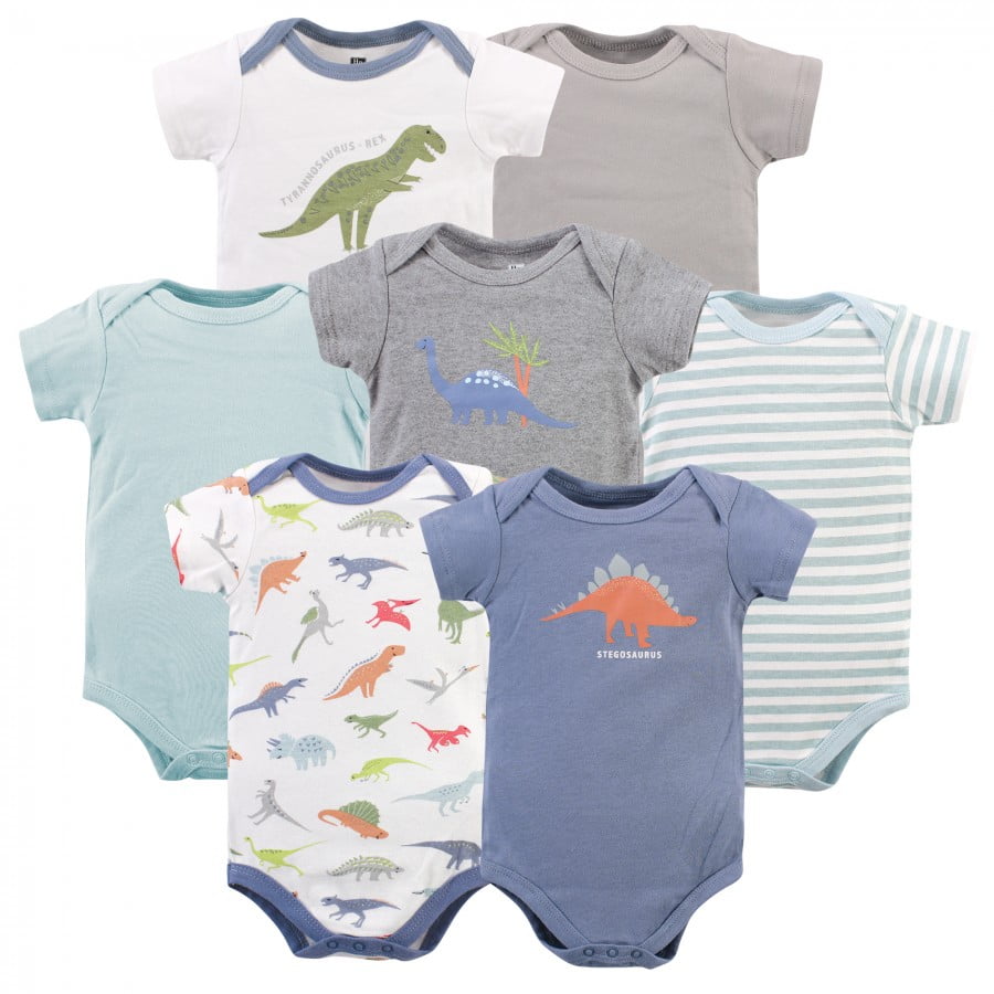 Hudson Baby Infant Boy Cotton Bodysuits 7pk, Safari, 12-18 Months