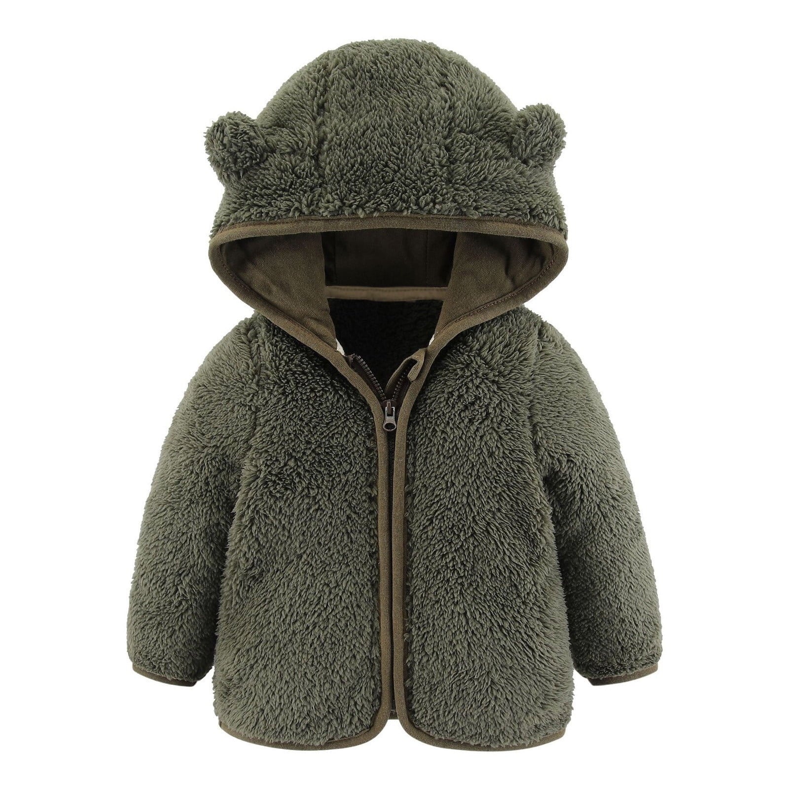Jackets For Boy Baby Bear Ears Hooded Outerwear Zipper Warm Winter Coat (6 Months-12 Months)