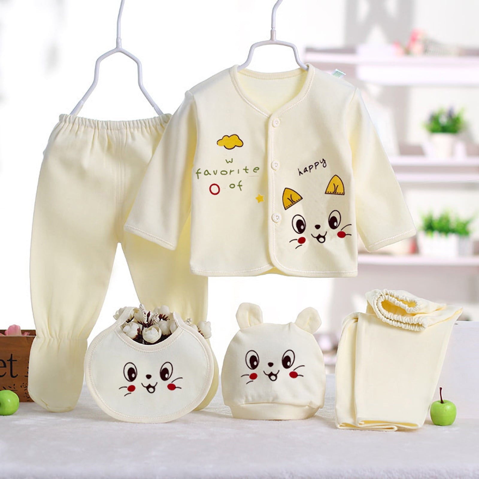 Ketyyh-chn99 Girl Clothes 5pcs Boy Clothes 0-3 Months Baby Outfits Pants Gifts Set,B