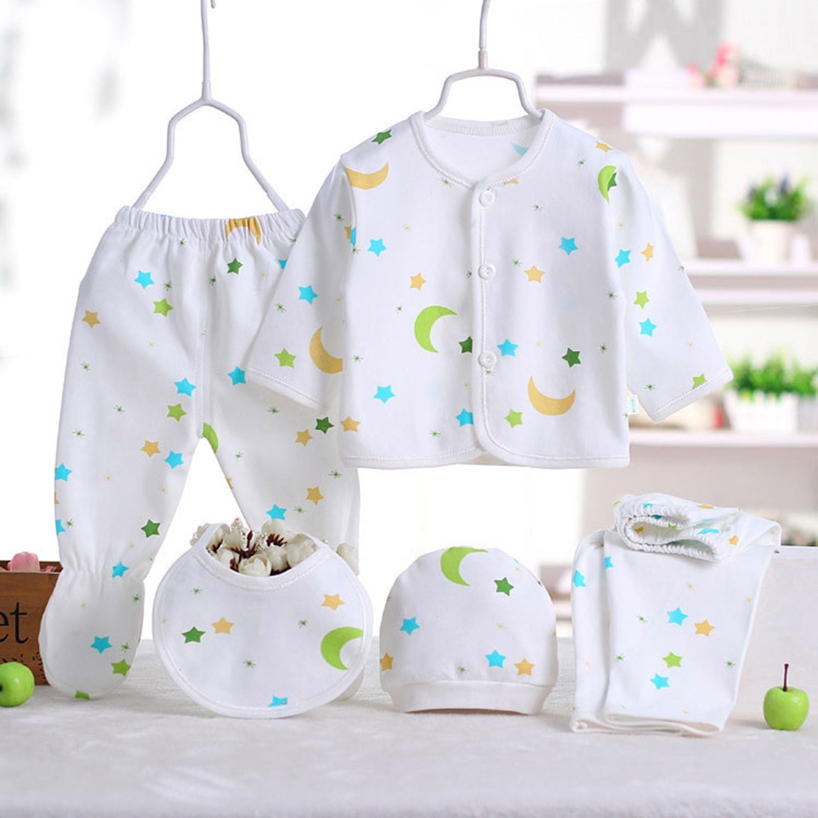 Ketyyh-chn99 Girl Clothes 5pcs Boy Clothes 0-3 Months Baby Outfits Pants Gifts Set,B