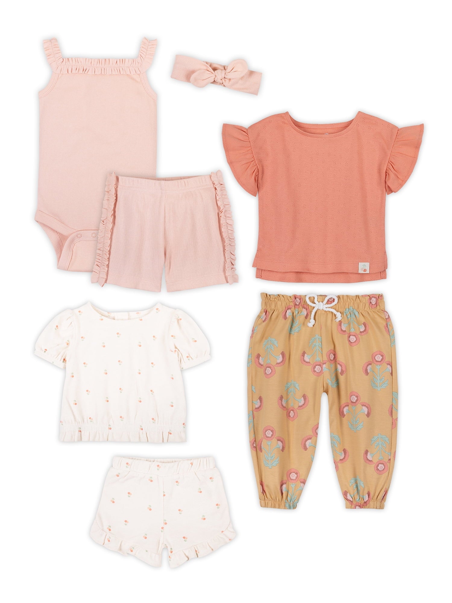 Little Star Organic Infant Girls 6PC Bundle Set, Sizes NB-24M