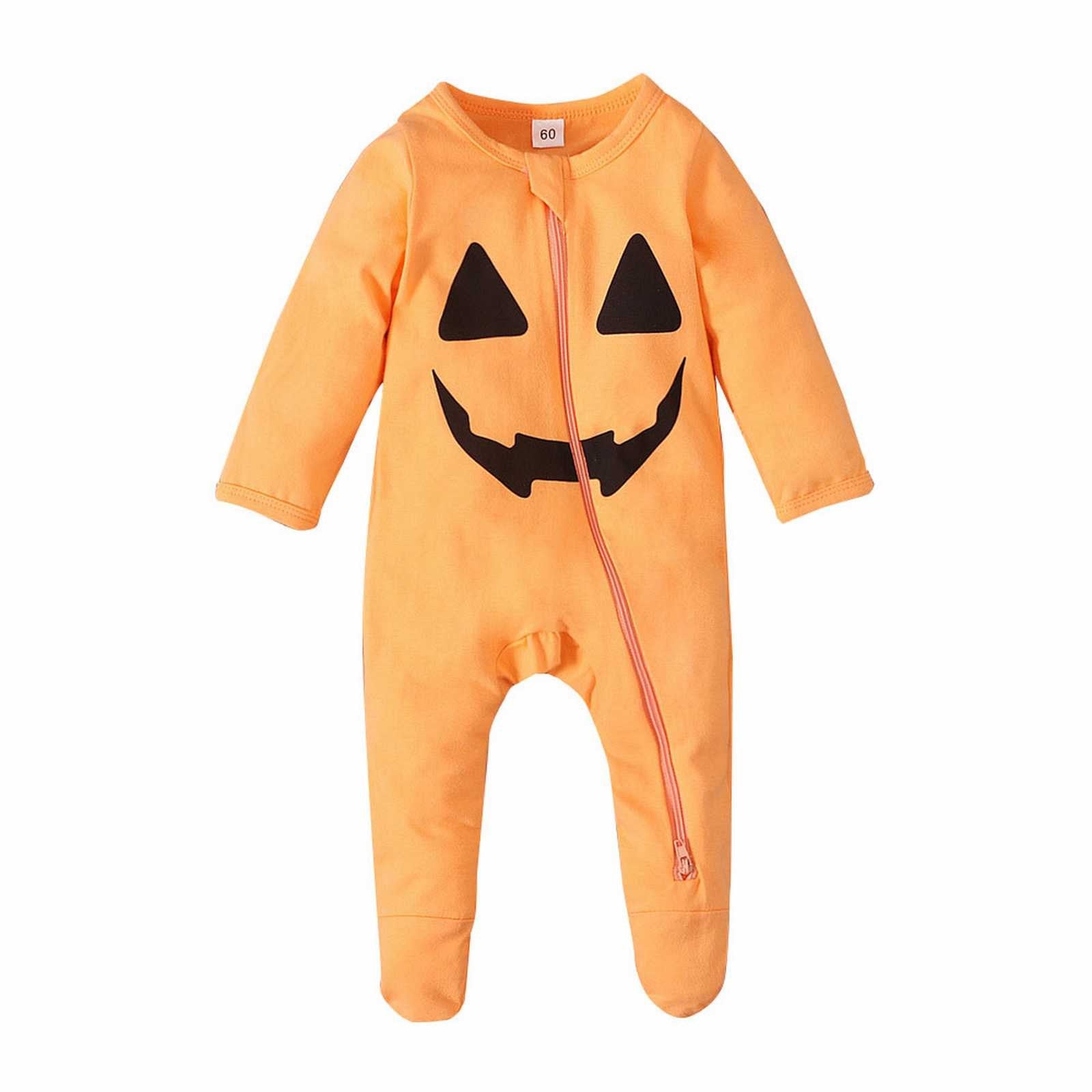 MANHUJI Newborn Outfits Baby Girl Newborn Infant Baby Boys Girls Halloween Romper Outfits Long Sleeve Jumpsuit Outfits Clothes Preemie Baby Boy Clothing Baby Boy Sleepers 0-3 Months (Yellow,60)