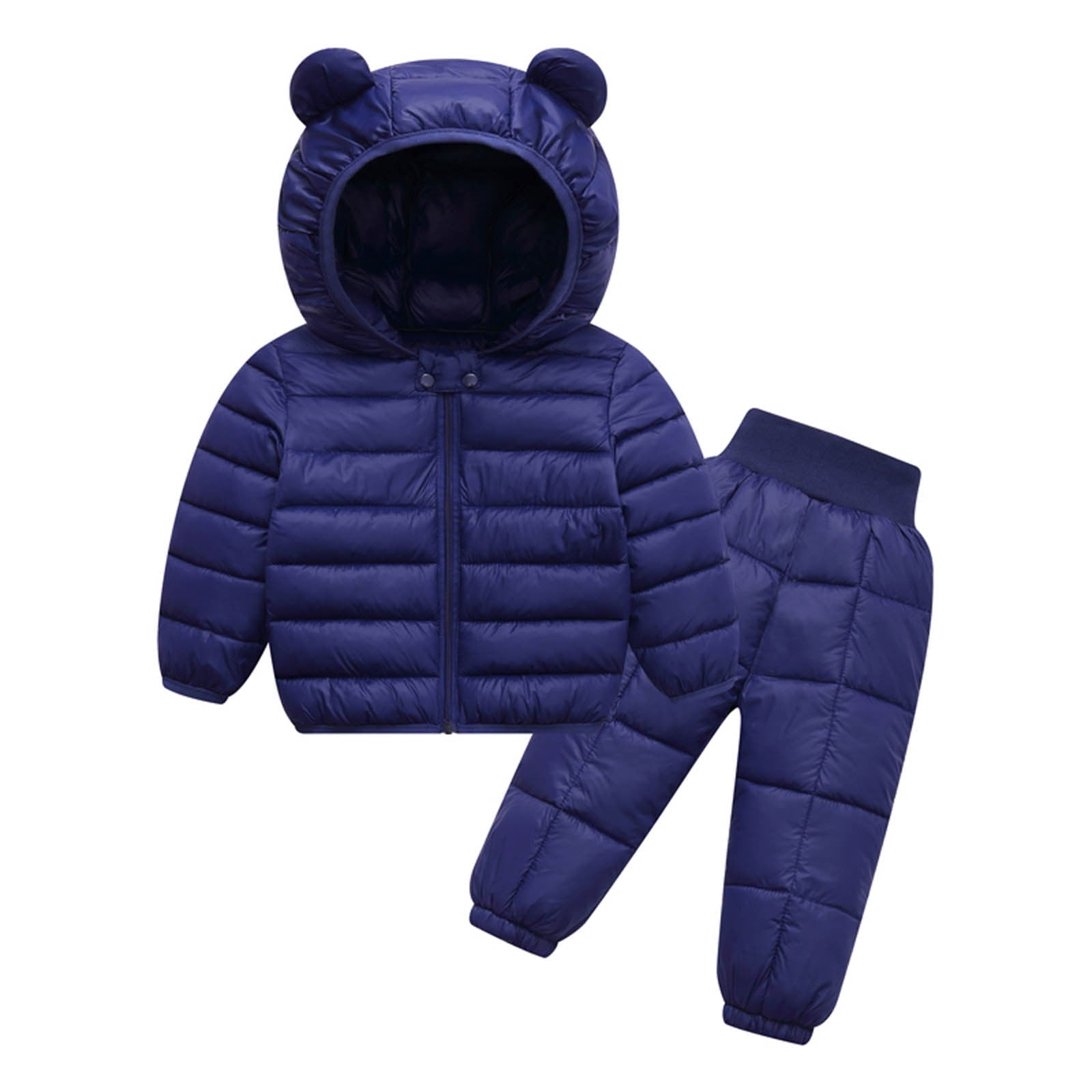 Baby Boys Girls Winter Coat Toddler Zipper Hooded Jacket Windproof Warm Fleece Outerwear Snowsuit with Two Pockets Black 4-5Years